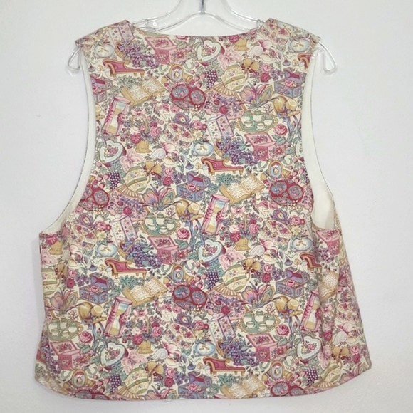 Milkmaid Cupid Vest Cream Pink Victorian Romantic Floral Angel Print - Picture 7 of 8